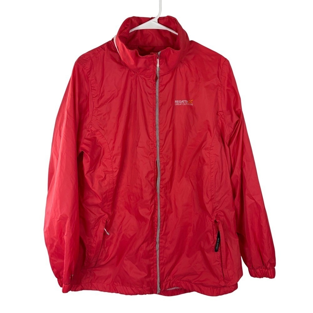 Regatta Great Outdoors Red Pack It Jacket Windbreaker Hooded Womens UK 18